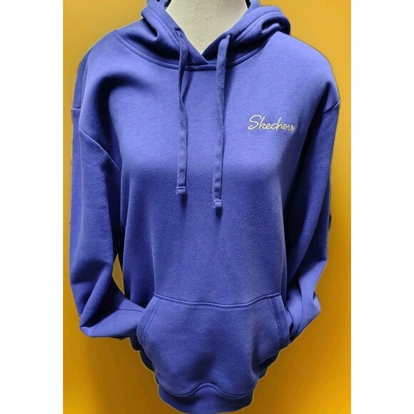 Skechers Hoodie Jacket Size L Kangaroo Pockets Pullover Cotton Blue - Picture 1 of 8